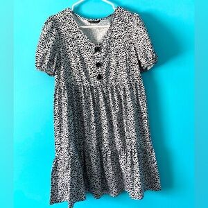 ✨ SHEIN Black & White Polka Dot Babydoll Mini Dress - Size Small (NWT)